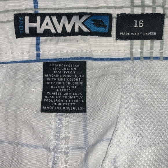 ✅ Tony Hawk White Gray & Blue Plaid Shorts Sz 16 - Picture 7 of 9